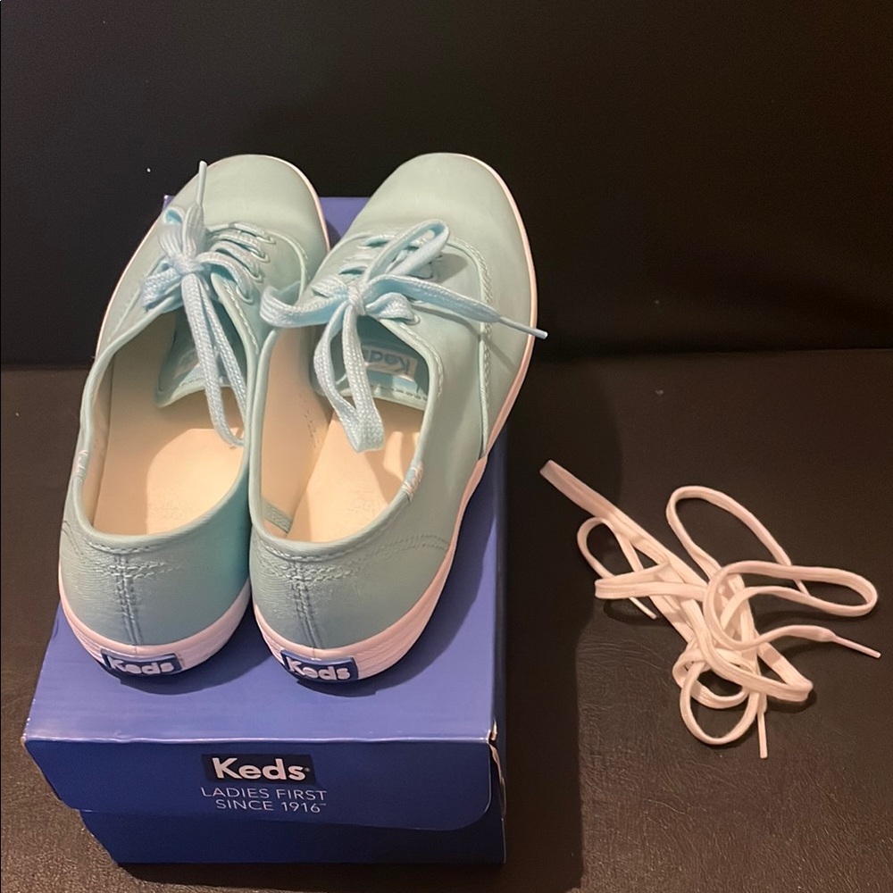 Keds Blue Canvas Sneakers with Rubber Soles. Size 7. Extra laces included.
